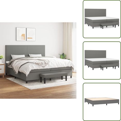 Cama con cabecero ajustable - vidaXL Cama box spring con colchón tela gris oscuro 200x200 cm - Cama de muelles ensacados