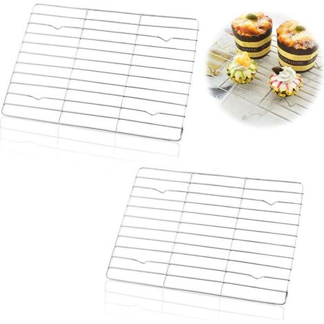 Grilles Refroidissement – Lot 2 – Acier Inox – Faciles Nettoyer – Four/Pâtisserie – Cuisiniers Amateurs (1/5)