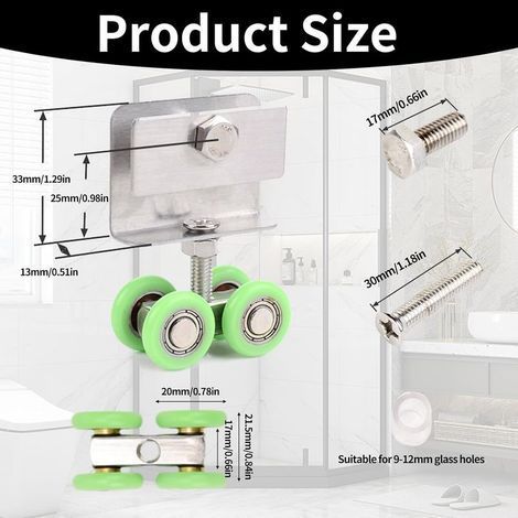 Roulette Porte Coulissante Douche – Galet de Porte Coulissante Ultra-lisse, Rail Coulissant pour Portes Suspendues et Placards, Installation Facile et Silencieuse (1/4)