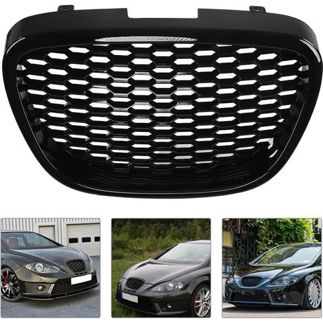 Frontgrill von Ruining, glänzend schwarz, ABS, verschleißfest, 1133007, UV-Schutz, Ersatzteil-Upgrade für Seat Leon MK2 1P 05-09, Ruining8X0go