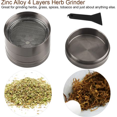 Broyeur à herbes, épices et herbes en alliage de zinc à 4 couches, outil manuel en métal (noir clair) (1/5)