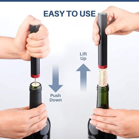 Bottle opener, red wine bottle opener, portable bottle opener, 14 x 2.1 cm (black and red) (1/4)