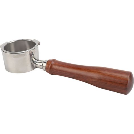 Porte-filtre sans fond en acier inoxydable, compatible avec les machines à café Breville à poignée en bois de 54 mm, 3 poignées, séries 8, 870, 875, 878 et 880. (1/2)