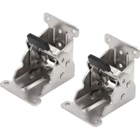 2Pcs Pliant Fermeture À Glissière Support de Support Pliable, Charnières Autobloquantes Charnière pour Pieds à Rabat de Meuble Pliant Ferrure de Table Pliante Capacité de Charge 80Kg (1/5)