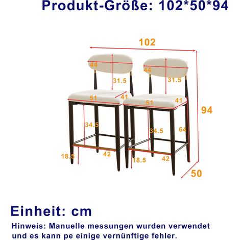 Lot de 2 tabourets de bar style campagne française,dossier ergonomique courbé,cadre noir/café,coussin crème,pour îlot de cuisine.