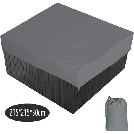 1 pièce Housse de Bain à Remous, Couverture Thermique Pliable en Polyester 190T, Housse de Rechange pour Spa Carré 215x215x30 cm (1/4)