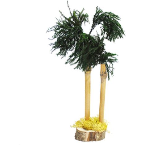 Palma con tronco di bambù e base in legno h 25 cm decorazione per presepe natalizio