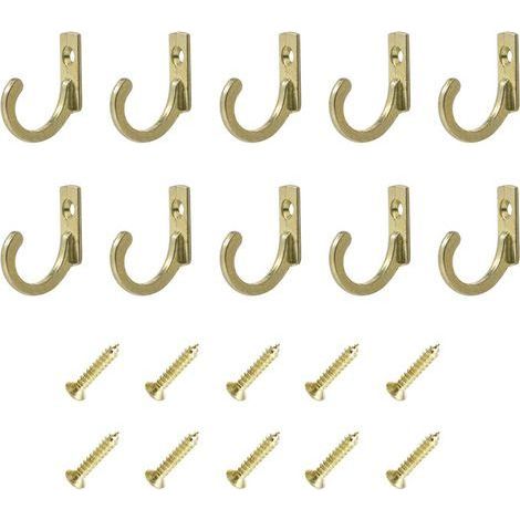 Set di 10 ganci da parete vintage gialli con viti. Piccoli ganci a vite per ciotole, gioielli, borse, asciugamani, bagno, cucina e altro ancora (1/3)