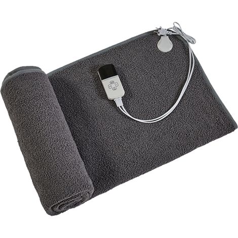 Couverture chauffante en fibre de carbone chauffage infrarouge lointain 9 réglages de température plaid électrique avec minuterie 12 heures gris (1/4)