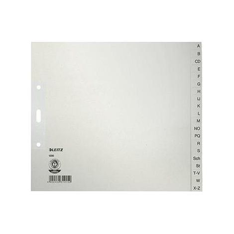 LEITZ A-Z Register Leitz DIN A4 Überbreite Tauenpapier recycelt grau 20 Registerblätter (1/4)