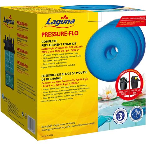 LAGUNA Filtro in Schiuma di Ricambio Pressure-Flo 2500 e 3000, Confezione da 3 Pezzi, 19,3 x 19,5 x 17,5 cm