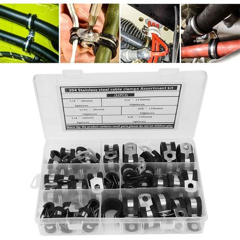 Kit de 52 serre-câbles gainés en acier inoxydable et caoutchouc pour la gestion des câbles électriques (1/5)