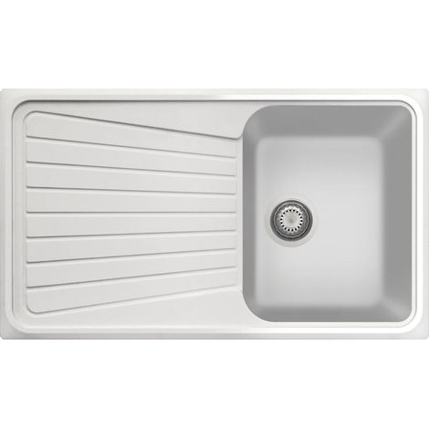 Évier de cuisine granit 1 bac plus égouttoir 860x500mm – Antibactérien – Installation standard encastré – Made in Italy – Plados