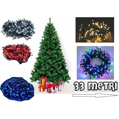 LUCI DI NATALE ALBERO 500 LED 33 METRI BIANCO CALDO FREDDO BLU ROSSO MULTICOLOR - Blu - Colore: Bianco
