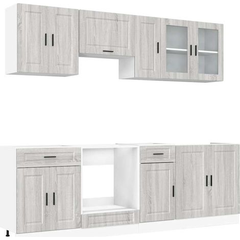 vidaXL Set Mobili da Cucina 8 pz Kalmar Grigio Sonoma in Truciolato (1/5)