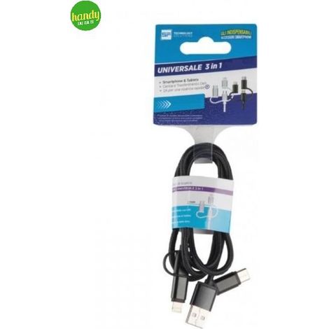 Cavo 3 in 1 Handy 1 m nero