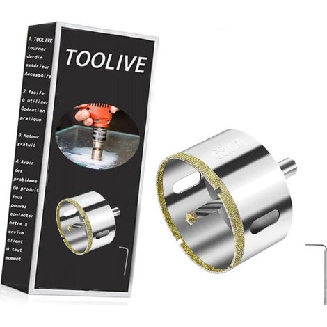 VURAHOME - Scie Cloche Diamant 68 mm, Foret Diamant avec Foret Guidage Central, Scie Cloche Carrelage avec Revêtement de Surface en Diamant pour Coupe de Verre, Carrelage, Céramique, Marbre, Calcaire (1/2)