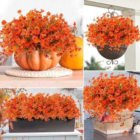 Fleurs Artificielles Automne - Mums Artificielles UV Résistantes - Pour Jardin Terrasse Balcon Intérieur - 10 Faisceaux (1/5)