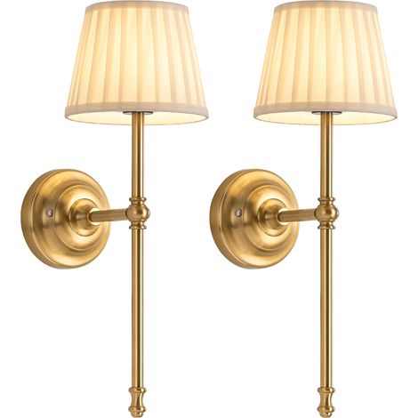 appliques murales rechargeable, lot de 2,LED en tissu avec batterie, éclairage à intensité variable avec 5200 mAh et télécommande sans fil pour salon, chambre, couloir(doré) (1/5)