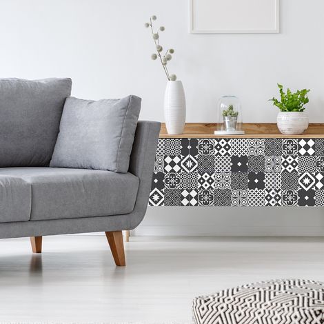 Stickers adhésif décoration Meuble - 24 STICKERS CARREAUX DE CIMENT MEUBLE AUTHENTIQUES DECIANA - 24stickers10x10cm (1/5)