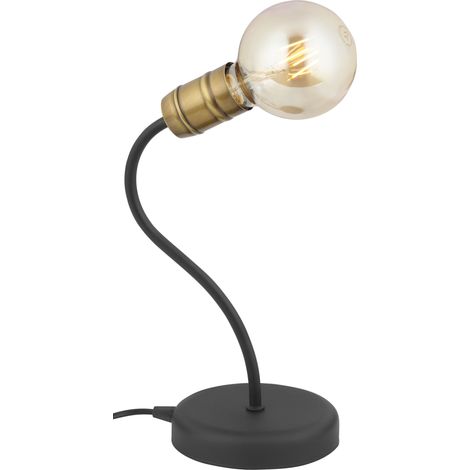 Lampada da tavolo loft nera oro E27 Jupiter Luce Pat.