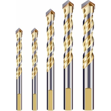 DEESSE SHOP - Jeu de forets multi-matériaux avec pointe en carbure à double rainure pour carrelage, béton, brique, verre, plastique, bois, métal, argent (1/5)