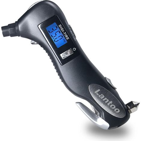 Jauge de pression de pneu numérique 150 psi avec lampe de poche pour outils de sauvetage à LED 5 en 1, coupe-ceinture de sécurité, lumière rouge.(sans batterie) (1/5)