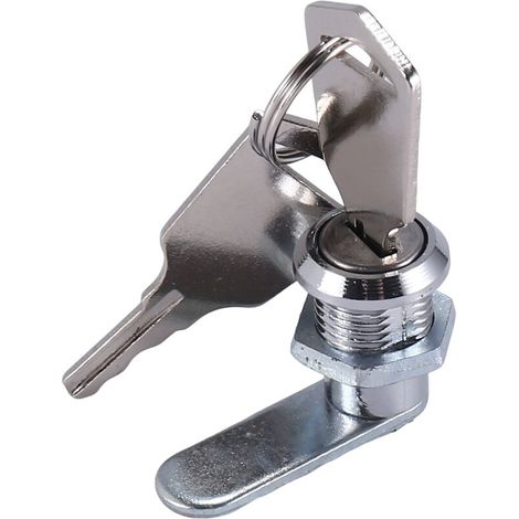 Serrure à came pour bureau, 16 mm + 2 clés, pour borne d'arcade, boîte aux lettres ou classeur.