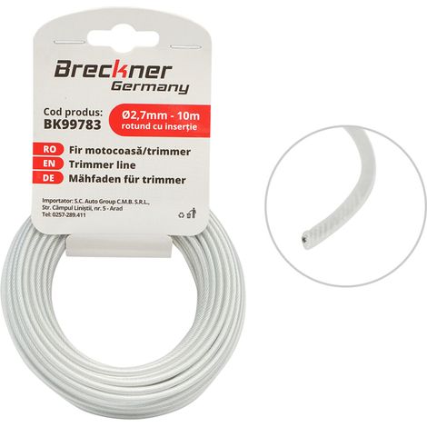Filo tondo con inserto metallico per decespugliatore 2,7mmx10m Breckner Germany (1/3)