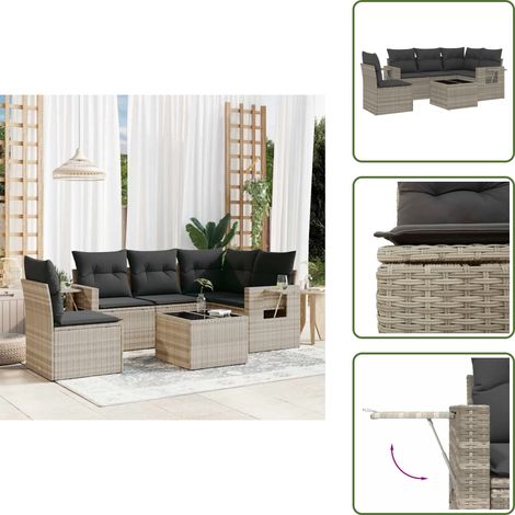 Salon de jardin 6 pcs avec coussins gris clair résine tressée - Ensemble De Canapés De Jardin - Ensembles De Canapés De Jardin - Ensemble De Canapés D'extérieur - Ensemble De Canapés De Patio (1/5)