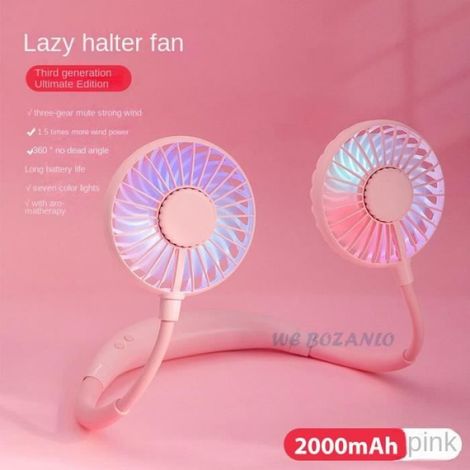 Ventilateur De Cou - Sans Pales - 3 Vitesses - Batterie 1200mAh - 290x190mm - Rose - 1 Pièce