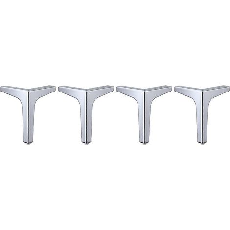Quatre pieds de meubles en fer forgé : pieds de canapé, pieds de chaise, pieds d'armoire et pieds de table, 10 cm de longueur, argentés. (1/5)