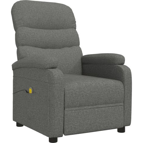 Fauteuil de massage, Fauteuil de relaxation confort détente, Chaise de Salle de Séjour Gris foncé Tissu ZSD43926 (1/5)