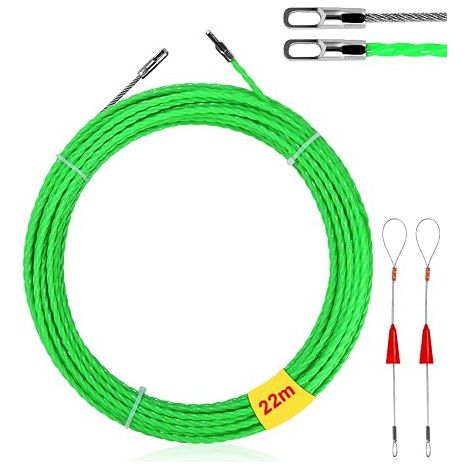 Electrician Needle, 22 m Electric Wire Puller, Electrician Wire Puller Needle with 1 Guide Springs, for Communication Cable Wall and Floor Duct (Green) (1/5)
