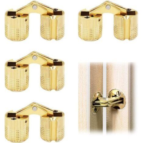 4Pcs Charnières Invisibles en laiton Angle D'ouverture 180° en Cuivre Baril en Laiton Cylindrique Charnière en Cuivre Caché Charnières de Meubles pour DIY Boîte À Bijoux Main Artisanat (10mm) (1/4)