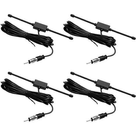 Antenne radio AM/FM dipôle universelle noire pour voiture ou bateau, fixation adhésive, support en verre (1/5)