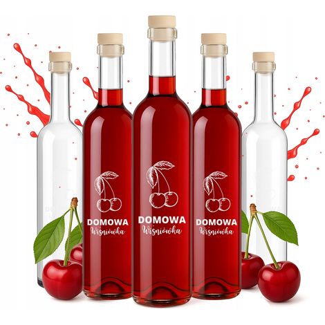 40 botellas FUTURA de 0,5 L con impresión: vodka de cereza casero para tinturas, licores y zumos. (1/5)
