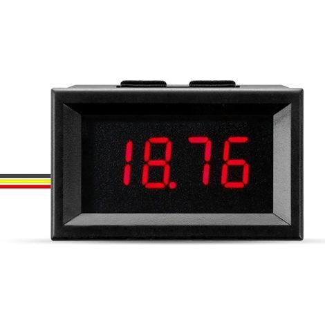 Voltmetro digitale CC 0-33 V con display a LED a quattro cifre da 0,9 cm, configurazione a tre fili e tensione di funzionamento 3,5-30 V (rosso) (1/5)