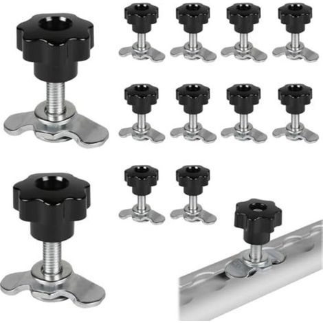 12x raccord à vis pour rail d'avion M8x45 raccord d'avion raccord d'avion noir star grip accessoires de raccord à vis d'avion embout pour rails d'arrimage 500daN raccord à vis d'avion