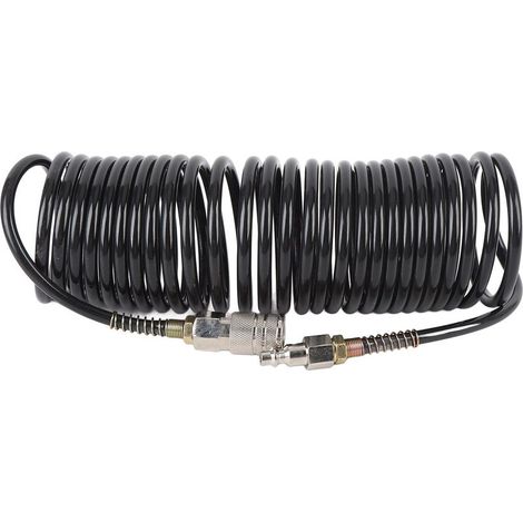 Tuyau d'air spiralé de 1/4 pouce de diamètre intérieur, 5 mètres de long, PE, cuivre, anti-nœuds, anti-torsion, léger, compressé, avec connecteur américain. (1/5)