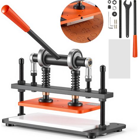 VEVOR Macchina da Taglio Manuale per Cuoio Piastra Dimensioni 260 x 150 mm, Pressa da Banco per Goffratura e Fustellatura Pelle, Pressione 1,5 T, Corsa 12 mm, Doppi Alberi Guida, per Diversi Materiali (1/5)