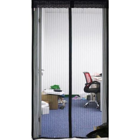 Moustiquaire Porte Magnétique Rideau de Porte avec Bande Noir 120x220cm (1/4)