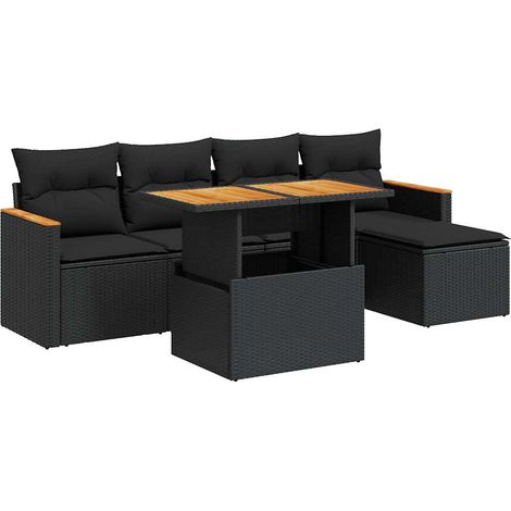 Maison Exclusive - Set sofás jardín y cojines 6 pzas ratán sintét (1/5)