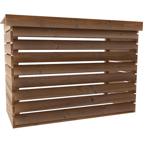 Habrita – Cache climatiseur extérieur en épicéa thermochauffé – Ventelles fixes pour circulation d'air – Fixation murale ou au sol – 0,77 m²