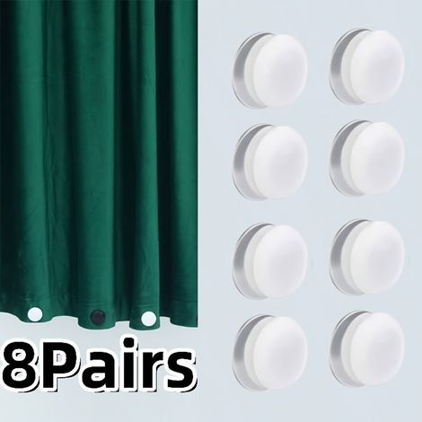 Lot de 8 paires de poids magnétiques pour rideaux de douche, très résistants, pour rideaux d'extérieur, nappes et drapeaux, blancs (1/5)