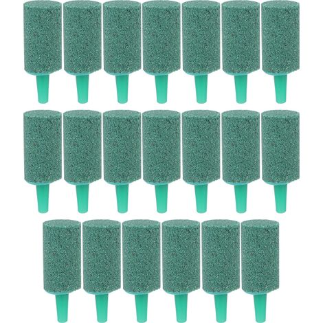 Lot de 20 pierres à bulles d'air cylindriques en grès vert pour aquarium, accessoire pour pompe à oxygène et aquarium.