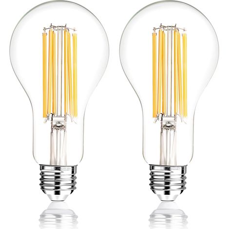 Ampoule E27 200W Équivalent, 18W A70 Blanc Froid 3000LM Super Brillant, Gros Culot à Vis 4000K, Non-Dimmable, Verre Transparent, Lot de 2 (1/5)