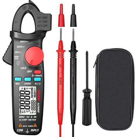 BSIDE ACM92 Pince Ampèremétrique Numérique LCD 6000 Comptes RMS Vrai Multimètre Auto Gamme Mini Portable Poche Mesure Tension/Courant AC/DC Fréquence Résistance Continuité Fil Phase V-alert