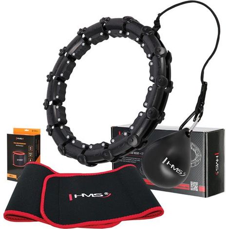HULA HOP SET HHW02 SCHWARZ MIT MUTTERN UND HMS GEWICHT + GÜRTEL BR163 ROT