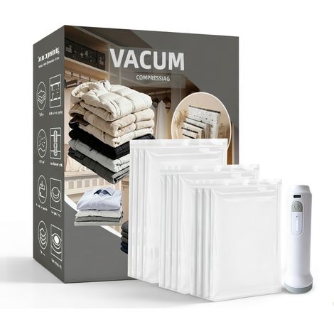 Sacs compression vide d air 20 pieces avec pompe pour la maison (1/5)